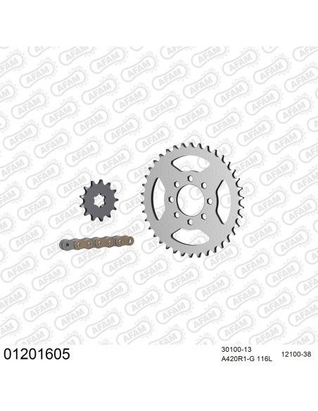 Kit chaine 420 AFAM - Couronne acier - Type de chaine au choix - YAMAHA DT 50 R 1991-1995