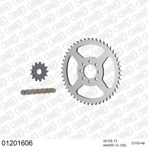 Kit chaine 420 AFAM - Couronne acier - Type de chaine au choix - YAMAHA DT 50 R 1989-1997