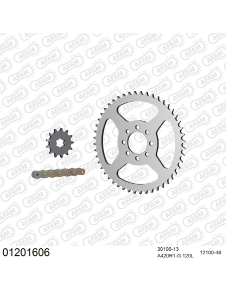 Kit chaine 420 AFAM - Couronne acier - Type de chaine au choix - YAMAHA DT 50 R 1989-1997