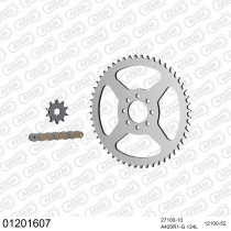 Kit chaine 420 AFAM - Couronne acier - Type de chaine au choix - YAMAHA DTR 50 RM 1996
