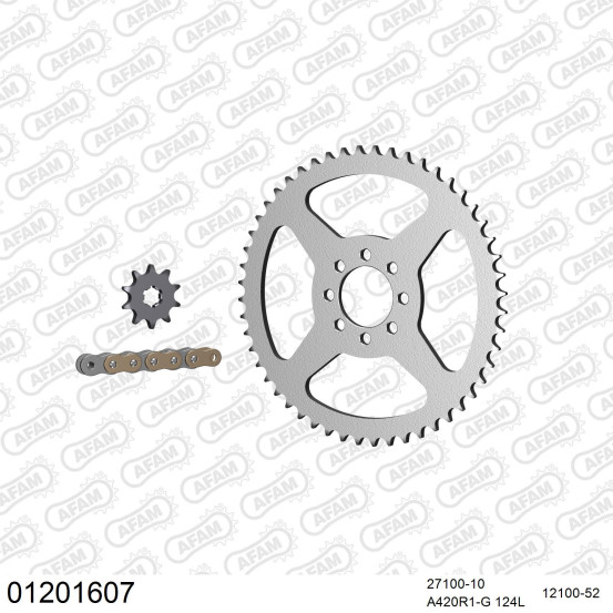 Kit chaine 420 AFAM - Couronne acier - Type de chaine au choix - YAMAHA DTR 50 RM 1996