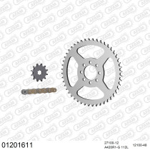 Kit chaine 420 AFAM - Couronne acier - Type de chaine au choix - YAMAHA DT 50 MX 1983-1995