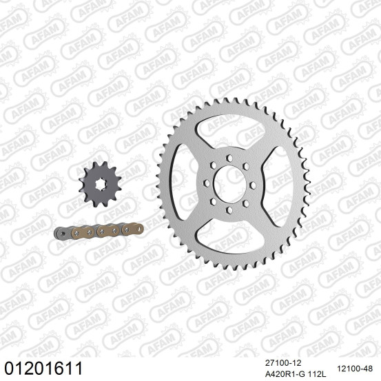 Kit chaine 420 AFAM - Couronne acier - Type de chaine au choix - YAMAHA DT 50 MX 1983-1995