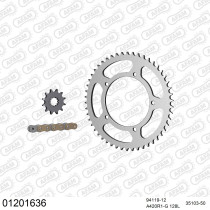 Kit chaine 420 AFAM - Couronne acier - Type de chaine au choix - YAMAHA DT 50 R-SM 2002