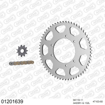 Kit chaine 420 AFAM - Couronne acier - Type de chaine au choix - YAMAHA DT 50 X 2008-2012