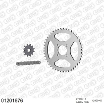 Kit chaine 420 AFAM - Couronne acier - Type de chaine au choix - YAMAHA TY 50 M 1977-1981