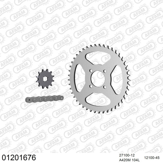 Kit chaine 420 AFAM - Couronne acier - Type de chaine au choix - YAMAHA TY 50 M 1977-1981