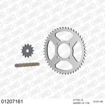 Kit chaine 420 AFAM - Couronne acier - Type de chaine au choix - YAMAHA RX 80 SE 1982