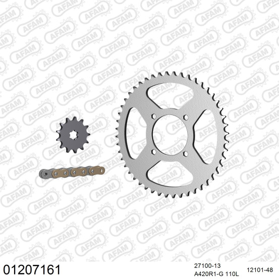 Kit chaine 420 AFAM - Couronne acier - Type de chaine au choix - YAMAHA RX 80 SE 1982