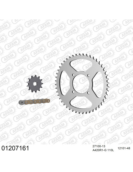 Kit chaine 420 AFAM - Couronne acier - Type de chaine au choix - YAMAHA RX 80 SE 1982