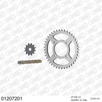 Kit chaine 420 AFAM - Couronne acier - Type de chaine au choix - YAMAHA RD 80 MX 1982