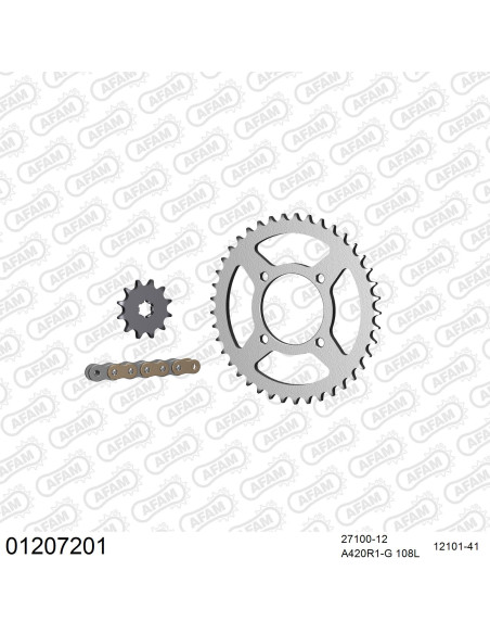 Kit chaine 420 AFAM - Couronne acier - Type de chaine au choix - YAMAHA RD 80 MX 1982