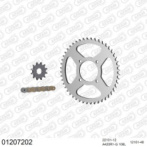 Kit chaine 420 AFAM - Couronne acier - Type de chaine au choix - YAMAHA RD 80 LC 1982