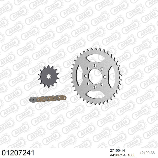 Kit chaine 420 AFAM - Couronne acier - Type de chaine au choix - YAMAHA YSR 80 1987-1990