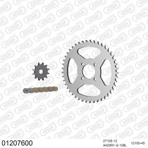 Kit chaine 420 AFAM - Couronne acier - Type de chaine au choix - YAMAHA DT 80 MX (5J0) 1981-1983