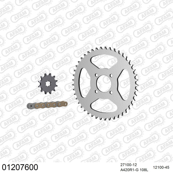 Kit chaine 420 AFAM - Couronne acier - Type de chaine au choix - YAMAHA DT 80 MX (5J0) 1981-1983