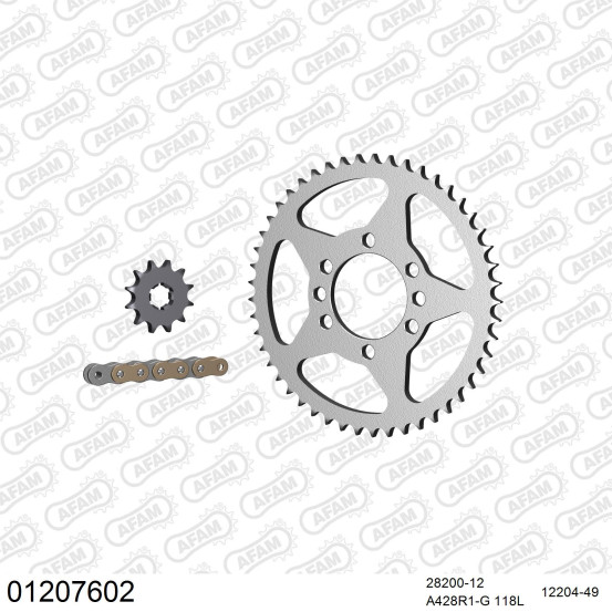 Kit chaine 428 AFAM - Couronne acier - Type de chaine au choix - YAMAHA DT 80 LC 1981-1984