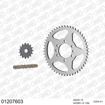 Kit chaine 428 AFAM - Couronne acier - Type de chaine au choix - YAMAHA DT 80 LC-2 1985-1992