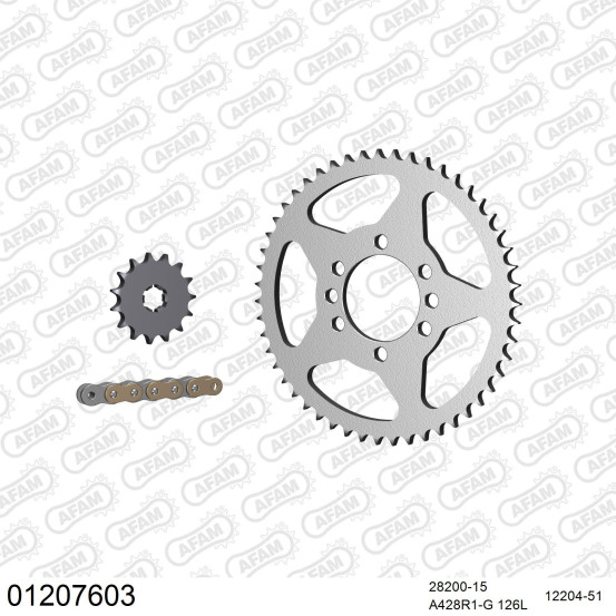 Kit chaine 428 AFAM - Couronne acier - Type de chaine au choix - YAMAHA DT 80 LC-2 1985-1992