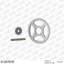 Kit chaine 420 AFAM - Couronne acier - Type de chaine au choix - YAMAHA TY 80 1980