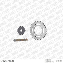 Kit chaine 420 AFAM - Couronne acier - Type de chaine au choix - YAMAHA PW 80 1983-2013