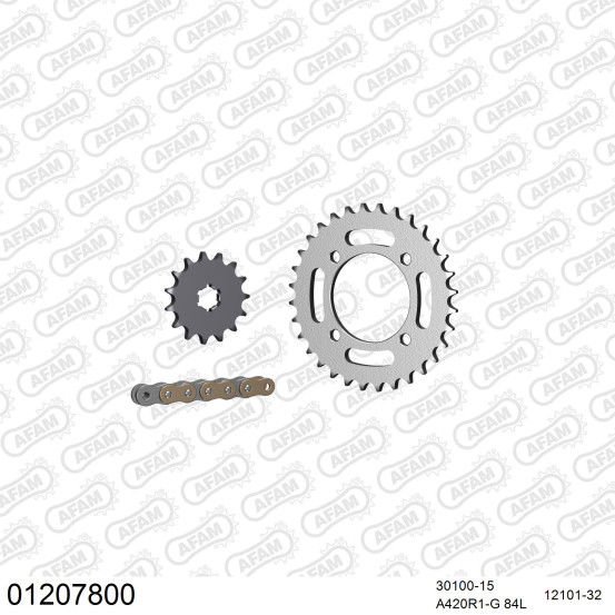 Kit chaine 420 AFAM - Couronne acier - Type de chaine au choix - YAMAHA PW 80 1983-2013