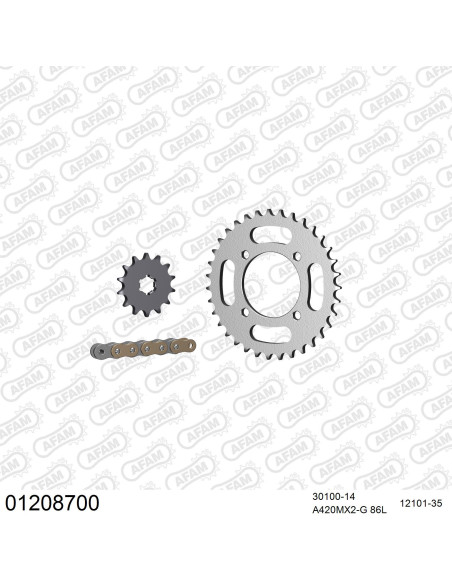 Kit chaine 420 AFAM - Couronne acier - Type de chaine au choix - YAMAHA TT 90 R 2000-2007