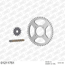 Kit chaine 420 AFAM - Couronne acier - Type de chaine au choix - YAMAHA RT 100 1993-2003