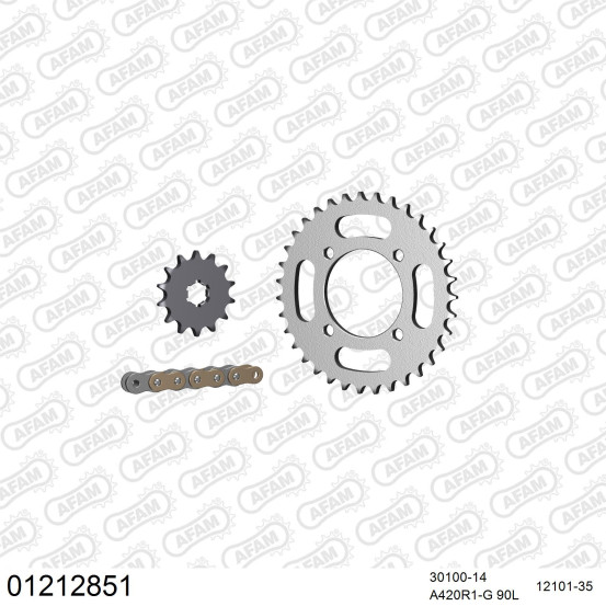 Kit chaine 420 AFAM - Couronne acier - Type de chaine au choix - YAMAHA TT-R 110 2008-2023