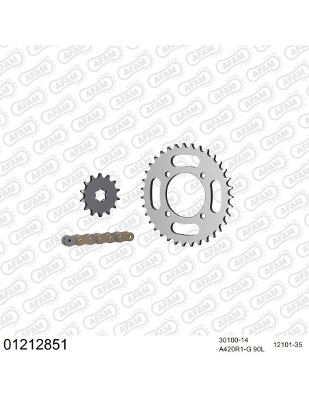 Kit chaine 420 AFAM - Couronne acier - Type de chaine au choix - YAMAHA TT-R 110 2008-2023