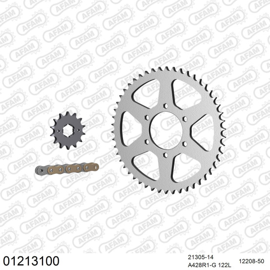 Kit chaine 428 AFAM - Couronne acier - Type de chaine au choix - YAMAHA TW 125 1999-2001