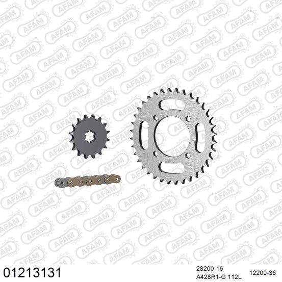 Kit chaine 428 AFAM - Couronne acier - Type de chaine au choix - YAMAHA RS 125 1975-1981
