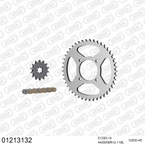 Kit chaine 428 AFAM - Couronne acier - Type de chaine au choix - YAMAHA YBR 125 2005-2006