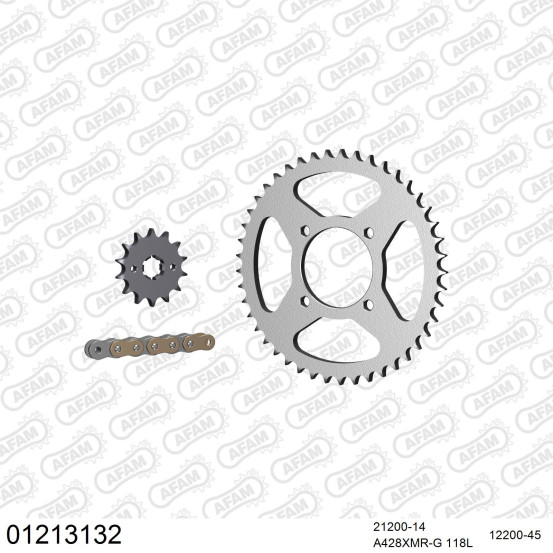 Kit chaine 428 AFAM - Couronne acier - Type de chaine au choix - YAMAHA YBR 125 2005-2006