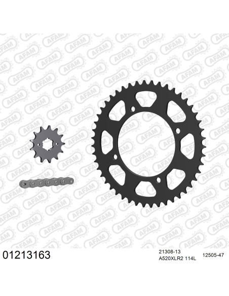 Kit chaine 520 AFAM - Couronne acier - Type de chaine au choix - YAMAHA XV 125 1997-2001