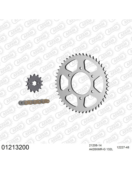 Kit chaine 428 AFAM - Couronne acier - Type de chaine au choix - YAMAHA MT-125 2015-2019