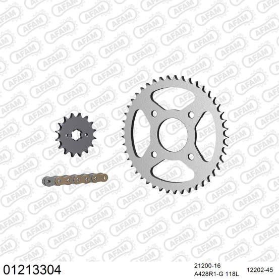 Kit chaine 428 AFAM - Couronne acier - Type de chaine au choix - YAMAHA RD 125 LC 1986-1989