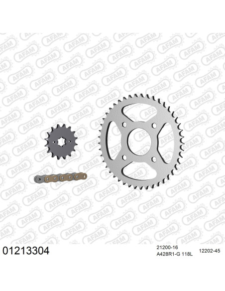 Kit chaine 428 AFAM - Couronne acier - Type de chaine au choix - YAMAHA RD 125 LC 1986-1989