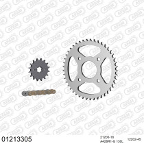 Kit chaine 428 AFAM - Couronne acier - Type de chaine au choix - YAMAHA TZR 125 1987-1992