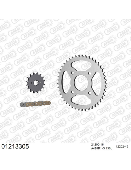 Kit chaine 428 AFAM - Couronne acier - Type de chaine au choix - YAMAHA TZR 125 1987-1992