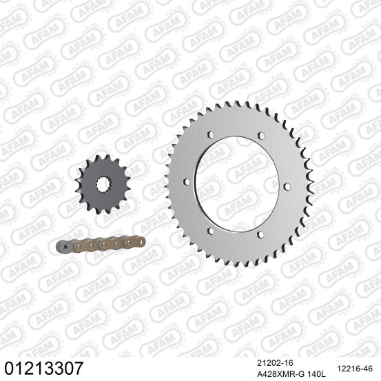 Kit chaine 428 AFAM - Couronne acier - Type de chaine au choix - YAMAHA TZR 125 R JAPON 1993-1995