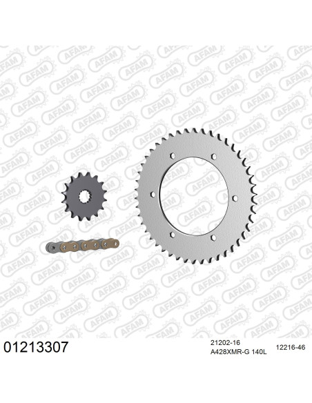 Kit chaine 428 AFAM - Couronne acier - Type de chaine au choix - YAMAHA TZR 125 R JAPON 1993-1995