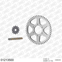 Kit chaine 428 AFAM - Couronne acier - Type de chaine au choix - YAMAHA XT 125 1982-1987