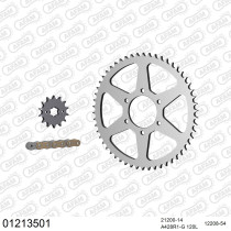Kit chaine 428 AFAM - Couronne acier - Type de chaine au choix - YAMAHA XT 125 1988-1991