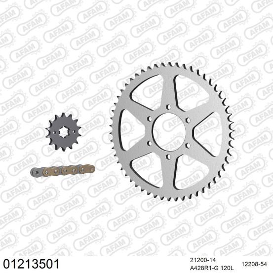 Kit chaine 428 AFAM - Couronne acier - Type de chaine au choix - YAMAHA XT 125 1988-1991