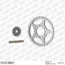 Kit chaine 428 AFAM - Couronne acier - Type de chaine au choix - YAMAHA DT 125 MX 1978-1991