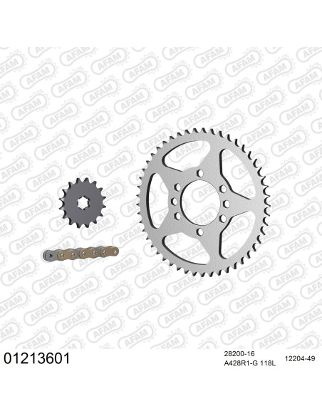 Kit chaine 428 AFAM - Couronne acier - Type de chaine au choix - YAMAHA DT 125 MX 1978-1991