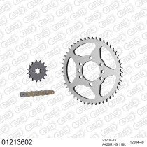 Kit chaine 428 AFAM - Couronne acier - Type de chaine au choix - YAMAHA DT 125 LC-1 1981-1983