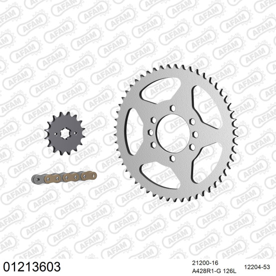 Kit chaine 428 AFAM - Couronne acier - Type de chaine au choix - YAMAHA DT 125 LC-2 1984