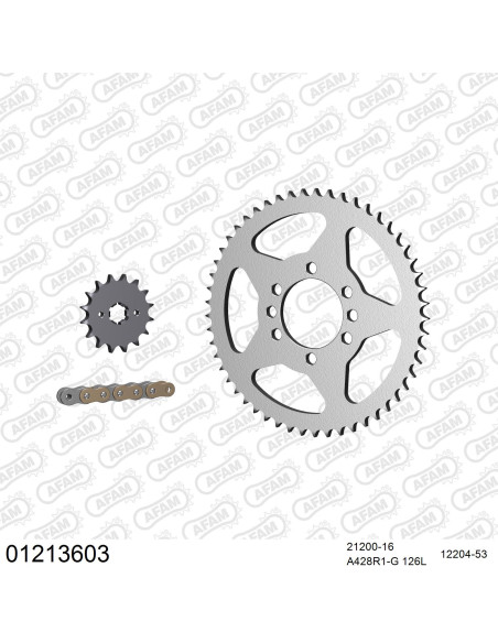 Kit chaine 428 AFAM - Couronne acier - Type de chaine au choix - YAMAHA DT 125 LC-2 1984
